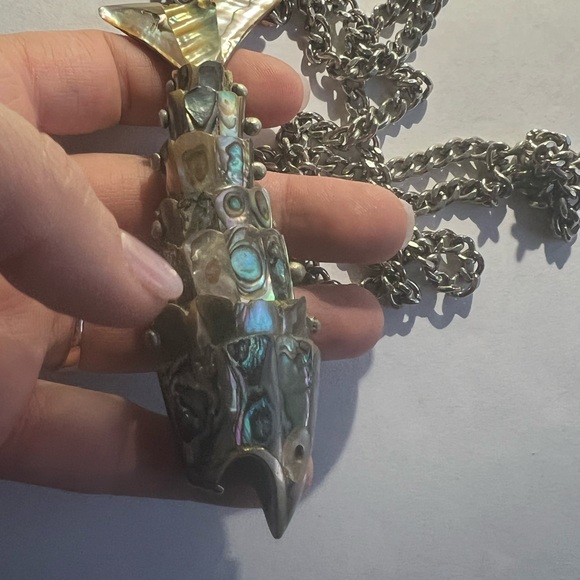 Vintage Abalone Articulated Fish Bottle Opener Mexican Silver - Picture 2 of 15